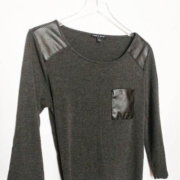 Cable & Gauge 3/4 Sleeve with Faux Leather… - Picture 2 of 8